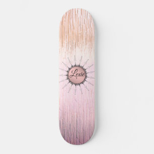 Vintage Mandala on Peachy Pink Frosted Glass Skateboard