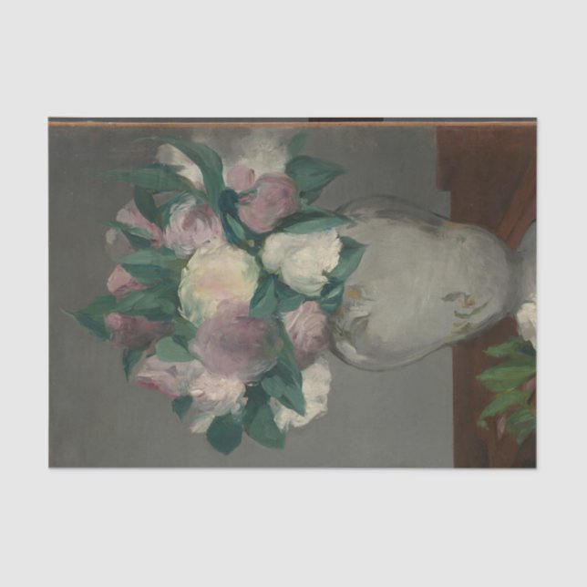 Vintage Manet Painting Peonies in Vase Tissue Paper (Front)