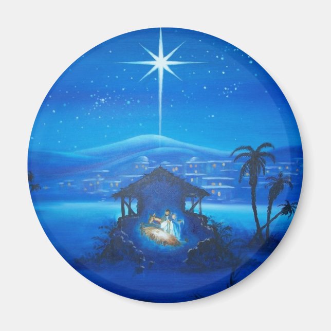 Vintage Manger Night Scene Magnet (Front)