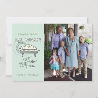 Vintage Manger Religious Photo Christmas Card