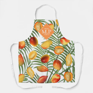 Vintage Mango & Greenery Summer Fruit Monogram Apron