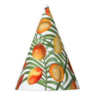 Vintage Mango & Greenery Summer Fruit Pattern Party Hat