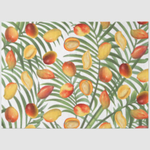 Vintage Mango & Greenery Summer Fruit Pattern Tissue Paper