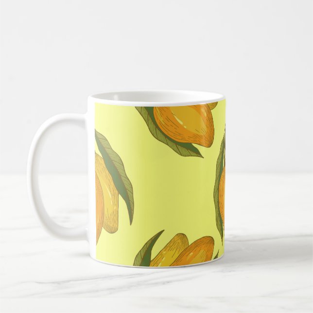 Vintage Mango: Tropical Hand-Drawn Pattern. Coffee Mug (Left)