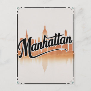 Vintage Manhattan NYC  Holiday Postcard