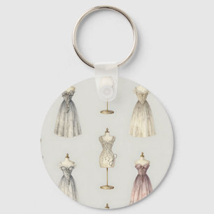 Vintage Mannequin Ballgown Pattern Key Ring