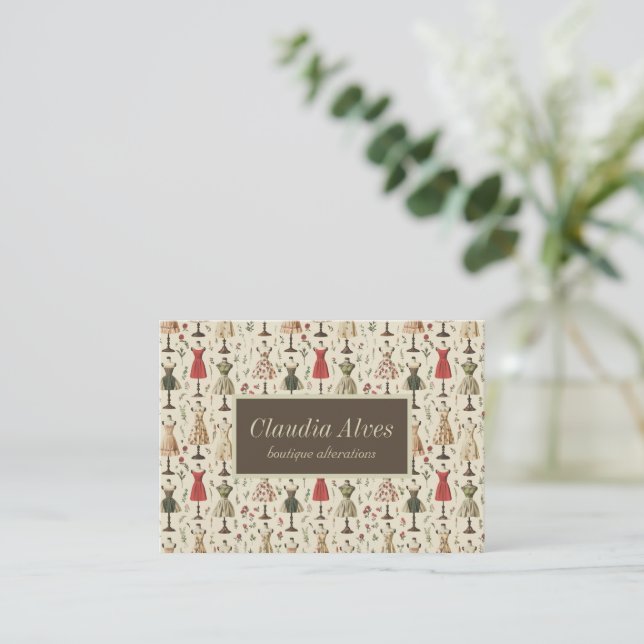 Vintage Mannequins Pattern Business Card (Standing Front)