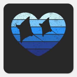 Vintage Manta Ray Square Sticker