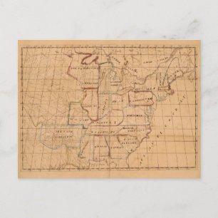 Vintage Manuscript Map of the United States (1820) Postcard