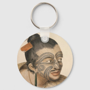 Vintage Maori Art by CF Goldie Keychains