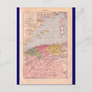 Vintage map, Algeria, circa 1920 Postcard