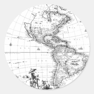 vintage map america north america classic round sticker