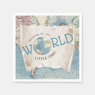 Vintage Map Baby Shower Napkins