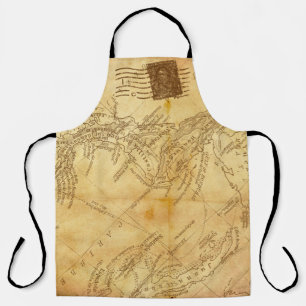 Vintage map background paper apron