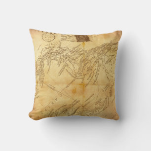 Vintage map background paper cushion