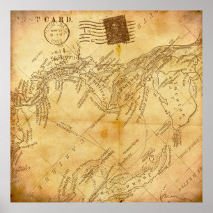 Vintage map background paper poster