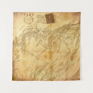 Vintage map background paper tapestry