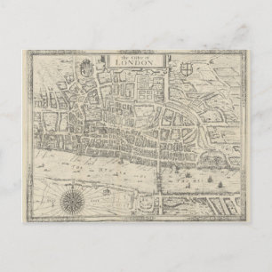 Vintage map city of London postcard