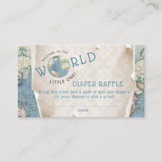 Vintage Map Diaper Raffle Tickets Enclosure Card