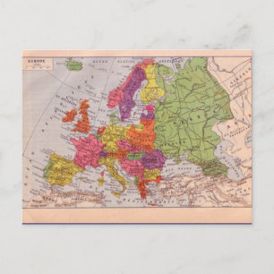 Vintage map,  Europe circa 1920 Postcard