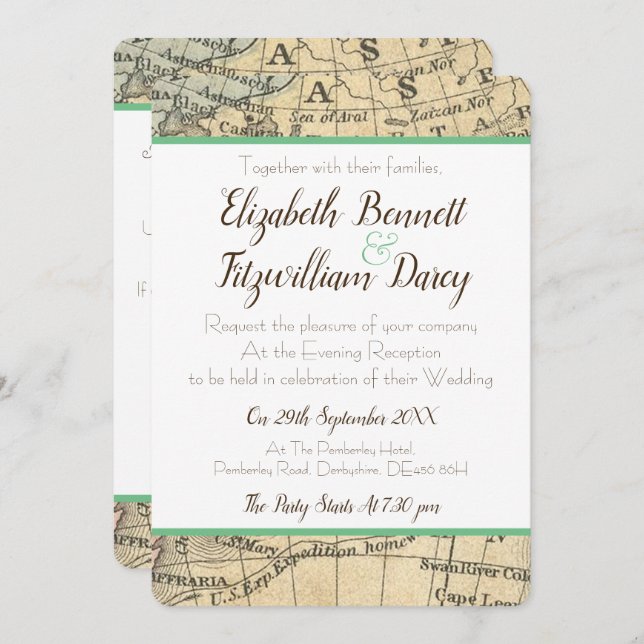 Vintage Map Evening Invitation (Front/Back)