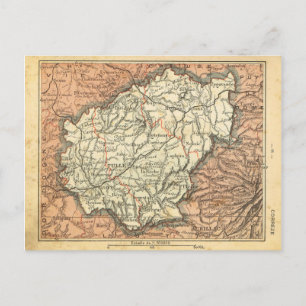 Vintage map France Correze Postcard