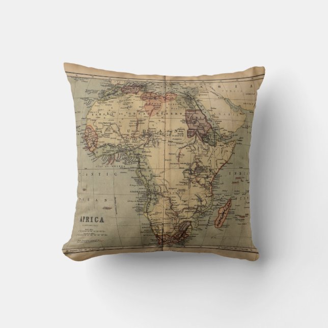 Vintage Map Geography 1846 Africa Throw Pillow (Front)