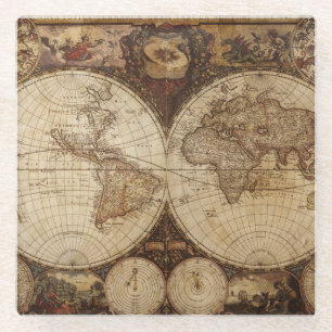 Vintage Map Glass Coaster