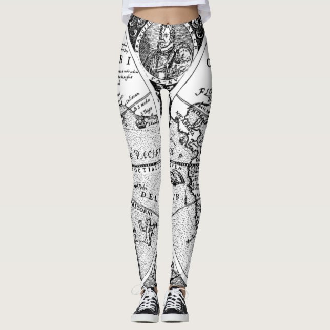 Vintage Map Leggings (Front)
