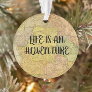 Vintage Map Life Is An Adventure Quotes Sayings Ornament