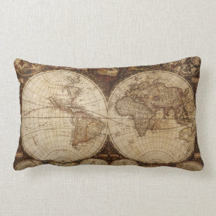 Vintage Map Lumbar Cushion
