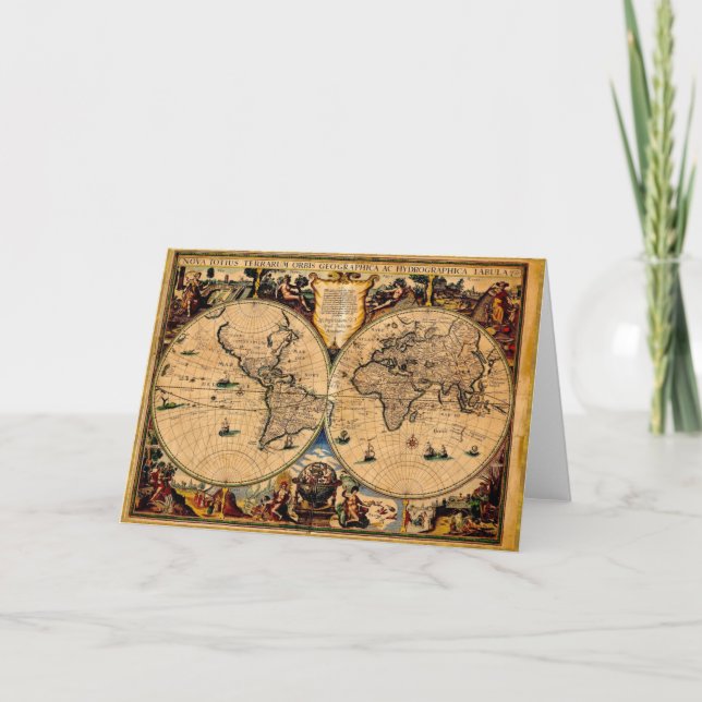 Vintage Map Nova totius terrarum 1625 Card (Front)