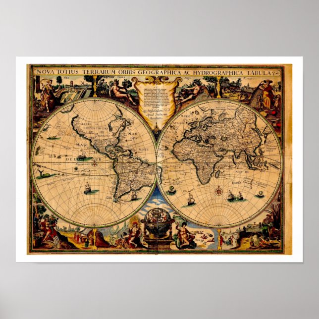 Vintage Map Nova totius terrarum 1625 Poster (Front)