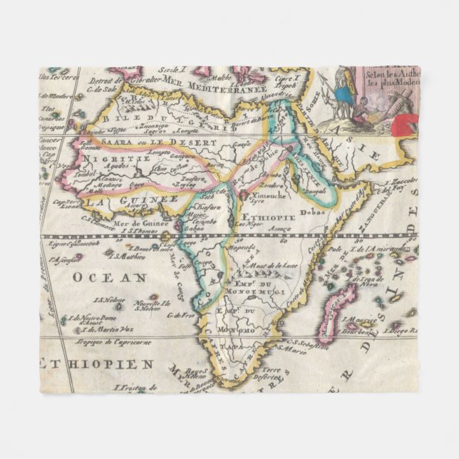 Vintage Map of Africa (1710) Fleece Blanket (Front (Horizontal))