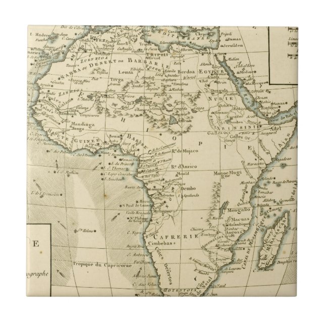 Vintage Map of Africa Ceramic Tile (Front)