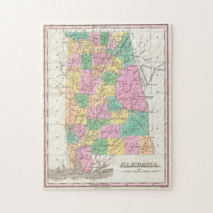Vintage Map of Alabama (1827) Jigsaw Puzzle