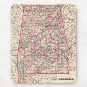 Vintage Map of Alabama Counties (1876) Mouse Pad
