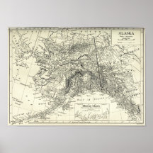 Vintage Map of Alaska Print