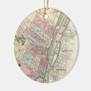 Vintage Map of Albany NY (1874) Ceramic Tree Decoration