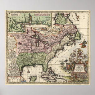 Vintage Map of America (1720) Poster