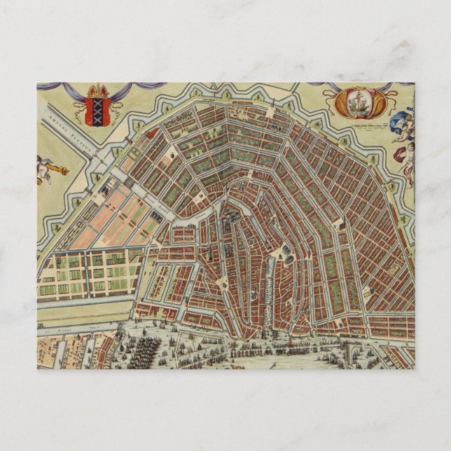 Vintage Map of Amsterdam (1688) Postcard (Front)