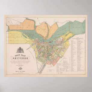 Vintage Map of Amsterdam (1880) Poster