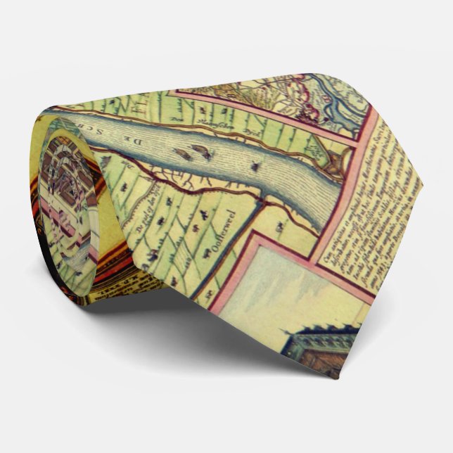 Vintage Map of Antwerp, Belgium Tie (Rolled)