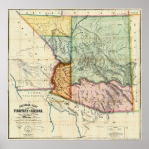 Vintage Map of Arizona (1865) Poster