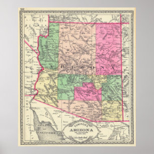 Vintage Map of Arizona (1881) Poster