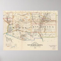 Vintage Map of Arizona and New Mexico (1866)