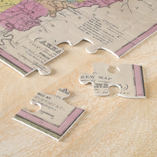 Vintage Map of Arkansas (1853) Jigsaw Puzzle (Side)