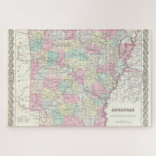 Vintage Map of Arkansas (1855) Jigsaw Puzzle