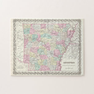 Vintage Map of Arkansas (1855) Jigsaw Puzzle