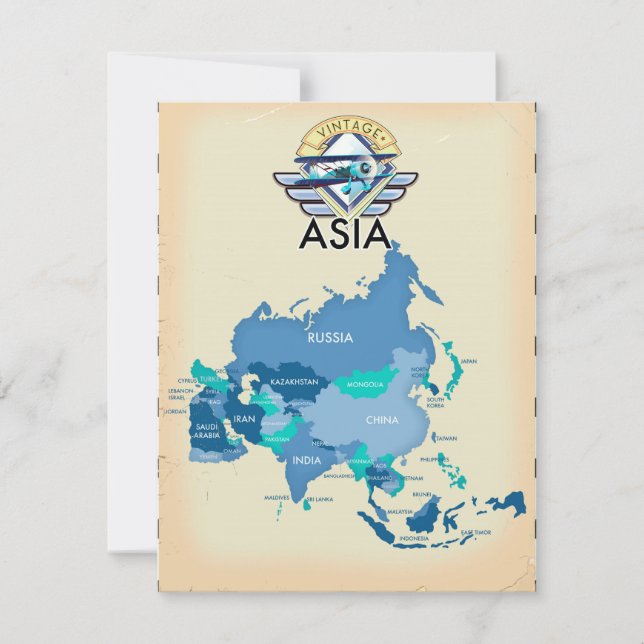 Vintage Map Of Asia (Front)